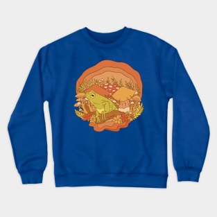 Cottagecore Aesthetic Mushrooms and Frog Crewneck Sweatshirt